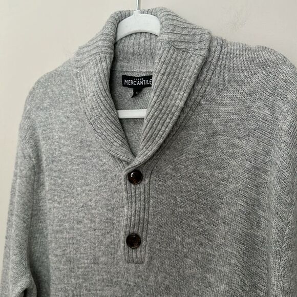 J. Crew Mercantile Men’s Wool Blend Grey shawl-collar Pullover Sweater K3331 L - Picture 4 of 8